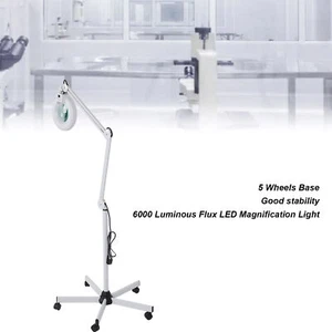 LED Light Magnifier 8x Swing Arm Magnifying Floor Lamp With 5 Legged Base Clamp - Picture 1 of 12