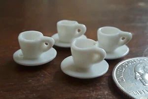 Puppenhaus Miniatur Tee oder Kaffeetasse weiß Keramik 8tlg Set Maßstab 1:12 *Vintage* - Bild 1 von 8