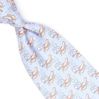 Vineyard Vines Mens Silk Necktie Light Blue Gray Red Lobster Print Tie USA