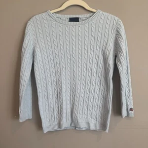 Suéter Vintage Ralph Lauren Jeans Bebé Azul Tejido por Cable Bandera Academia Patriótico M - Imagen 1 de 4