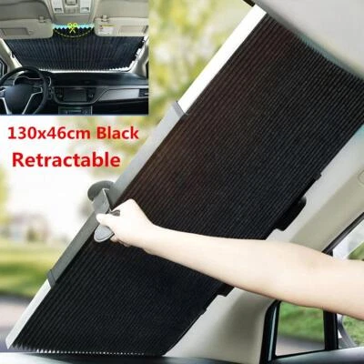 Car Retractable Curtain UV Protection Front/Rear Windshield Sun Visor Accessory - Image 1 of 4