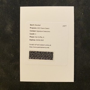2023 Panini Select Ken Griffey Jr Signature Selections Auto Card - UNUSED REDEMP