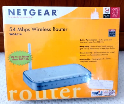 NEW SEALED NETGEAR WGR614 54 Mbps 4-Port 10/100 Wireless G Router (WGR614NA) - Image 1 of 3