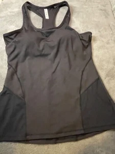 Kyodan Tank Top Womens M Black Racerback Sheer Mesh Sport Bra Sleeveless Workout - Picture 1 of 12