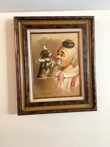 O Hammer Original Oil Painting Clown with Dog 24 x20 - Picture 1 of 5