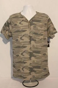 NEW Mens Henley Shirt Size Medium Camouflage Top Camo T Shirt Tee Pocket Casual - Picture 1 of 3