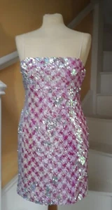 Topshop pink and silver sparkly sequined embellished dress size 10/12 bnwt - Picture 1 of 6