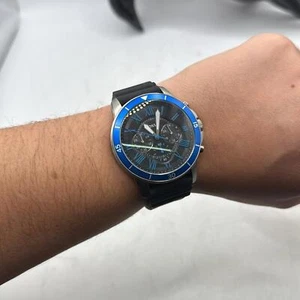 FOSSIL FS5300 Grant Sport Blue Black Silicone Chronograph Dial Men Watch - Picture 1 of 10