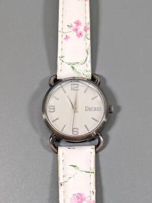 Decree Womens Pink White Floral Watch 30mm New Battery Works - Image 1 of 4