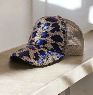 Sombrero para mujer con estampado de animales a presión con lentejuelas adornado malla espalda- NUEVO Foto 1 de 2