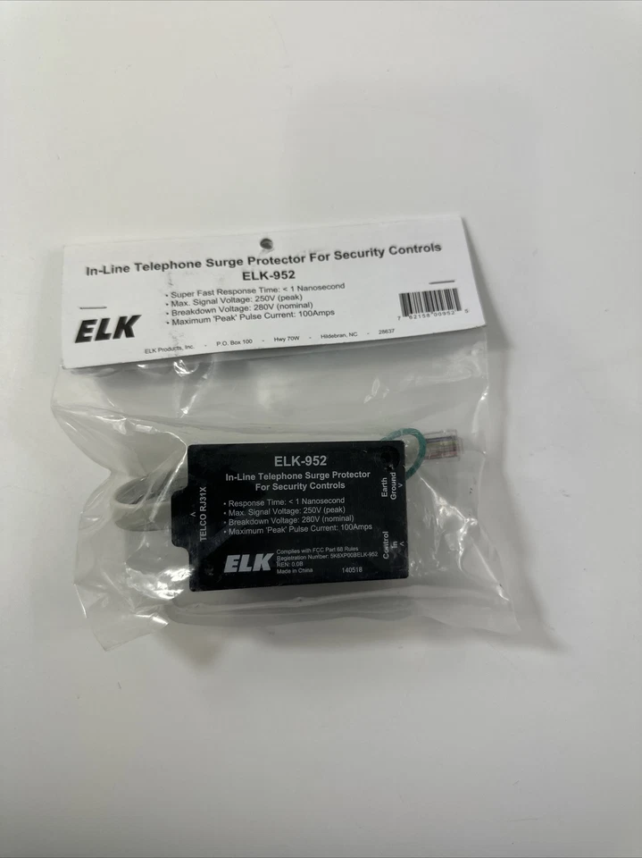 ELK-952 Home Alarm Security In-line Telephone Surge Protector Brand New - Image 1 of 4