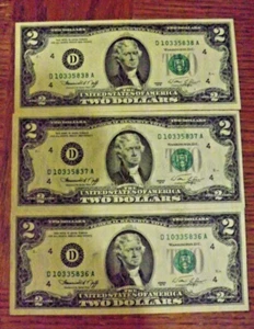 3-1976 Crisp UNC $2 Cleveland D-4 D10335836/7/8A Federal Reserve Note #0134EPC - Picture 1 of 4