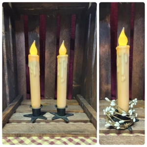 Pair of 7 inch Battery Operated Timer Taper Candles- Farmhouse Cream - Picture 1 of 3