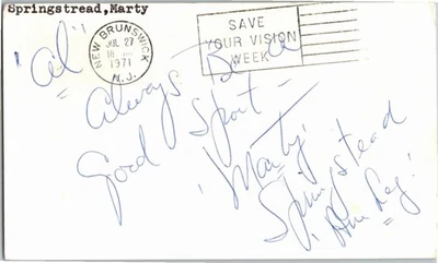 -Marty Springstread- (d.2012) Signed/Autograph/Auto Postcard Umpire MLB - Image 1 of 2