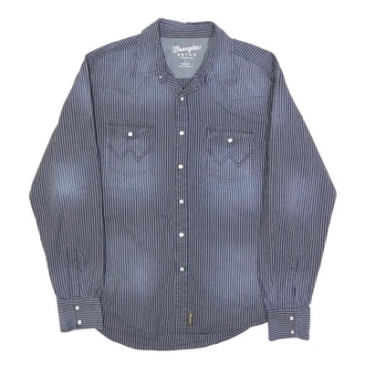 WRANGLER Mens Blue Striped Shirt L Western Cotton Blend Button Closure - Image 1 of 4
