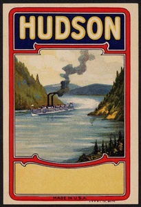 Vintage label HUDSON broom steamship on the river unused new old stock n-mint+ - Picture 1 of 3
