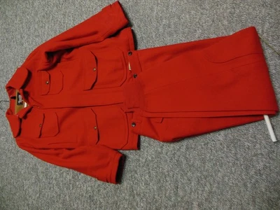VINTAGE WOOLRICH RED HUNTING SUIT PANTS AND COAT PANTS 32" COAT SZ 40 100% WOOL - Image 1 of 4