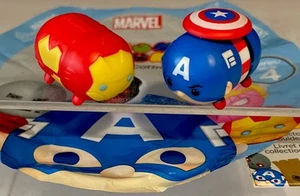 MARVEL TSUM TSUM IRON MAN & CAPTAIN AMERICA MEDIUM VINYL FIGURES GUIDE & BAG - Picture 1 of 9