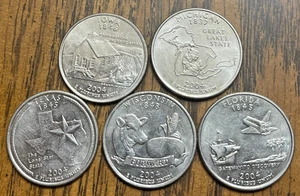 2004 D State Quarter 5 Set Circulated Lot Ungraded Five Coins LITTLE WEAR L@@K ! - Picture 1 of 18