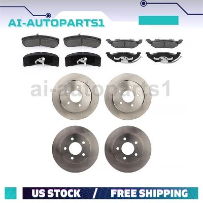For 1992 1993 1994 Ford Crown Victoria Front & Rear Brake Rotors + Brake Pads Foto 1 de 4