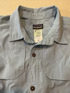 Men's Blue Check PATAGONIA Button-Up Short Sleeve Shirt XXL - Picture 1 of 6