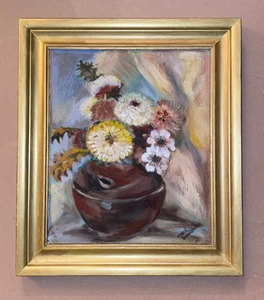 Vintage Original Öl Stillleben Floral Mid Century Modern Dekor Carol Dabkowski - Bild 1 von 15