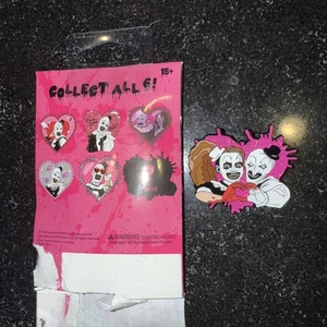 Terrifier Pink Heart Blind Enamel Pin ( Art The Clown & Little Pale Girl CHASE) - Picture 1 of 3