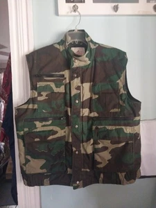Vintage Woodfield Camo Vest Mens Large Camouflage Hunting Fishing Utility - Picture 1 of 4
