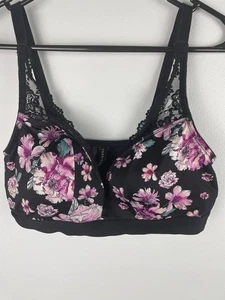 Torrid Curve Bralette size o Black with Purple and White Floral Design - Picture 1 of 5