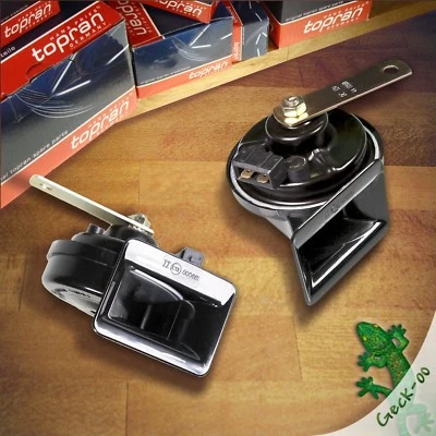 2x Horn VW T4 Seat Skoda Audi Signal Horn 2-Tone High Woofer Hans Pries Germany - Image 1 of 4