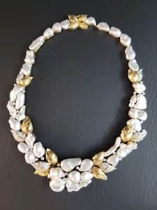 Importantes diamantes y collar de cuello de oro 18K perlas Keshi ~ 119 gramos ~ $20,000 - Imagen 1 de 14