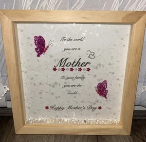 Sparkling Mothers Day Box Frame 20x20cm Butterflies and Sparkling Crystals - Picture 1 of 1