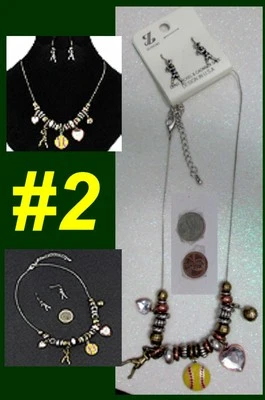 SOFTBALL 运动妈妈女孩球棒团队学校黄色套装手套耳环首饰 — 第 1/4 张图片