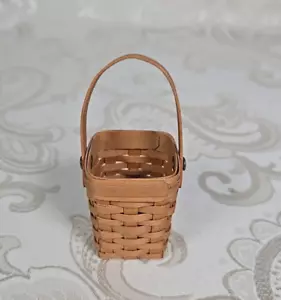 1997 Longaberger Miniature Replica woven peg basket 3 3/4" high w/handle MBH - Picture 1 of 7