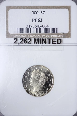 PROOF 1900 Liberty V Nickel NGC PF63 PR63 Bright Flashy Coin! See Video QNLM Cover