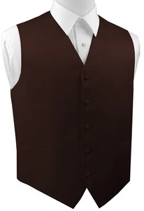 Men's Chocolate Satin Formal Dress Tuxedo Vest. Wedding, Prom - Picture 1 of 3