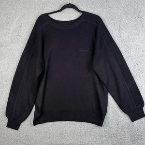 VTG Bogner Sweater Men Large Black Wool Blend Crewneck Ribbed Knit Pullover - Picture 1 of 12