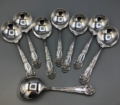 French Renaissance by Reed & Barton Sterling set of 8 Cream Soup Spoon 5 7/8" - Image 1 of 4