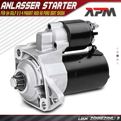 Anlasser Starter 1.1KW 9 Zähnez. für VW Golf 2 3 4 Passat Audi A3 Seat Ibiza - Bild 1 von 4