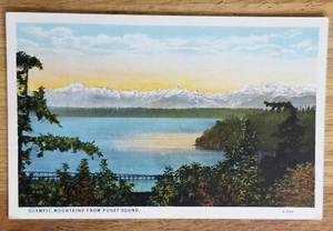 Tarjeta postal Olympic Mountains Puget Sound Washington WA PC 1920 Curteich sin usar - Imagen 1 de 1