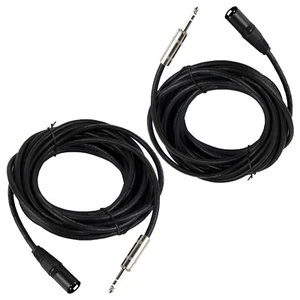 Paar 25 Fuß XLR 3-Pin Stecker Lautsprecherkabel auf 6,35 mm 1/4" Stereo geschirmte Mikrofonkabel - Bild 1 von 13