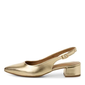 Scarpe Donna Eleganti Sling Back Oro Tacco Basso TAMARIS - Picture 1 of 6