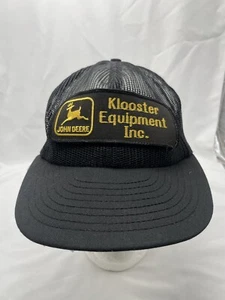 Vintage John Deere Klooster Equipment SnapBack Trucker schwarz Mesh Mütze Made USA - Bild 1 von 7