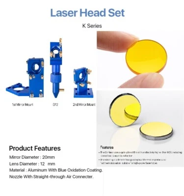 CLOUDRAY CO2 Laser Head Set Mirror Mount K40 2030 4060 Engraver Cutter Lens & Mirror