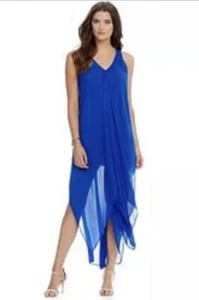 Hi-Low Caftan Dress By Michael Kors Royal Blue Size XS $175 - Picture 1 of 12