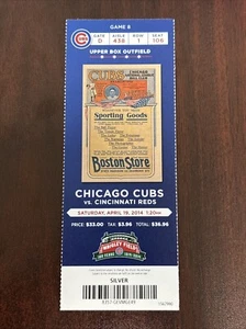 Cincinnati Reds At Chicago Cubs 4/19/2014 Ticket Stub Joey Votto 2 Hits Cubs Win - Picture 1 of 2