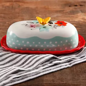 The Pioneer Woman Flea Market Decorated Floral 6.4" Butter Dish NEW - Picture 1 of 2