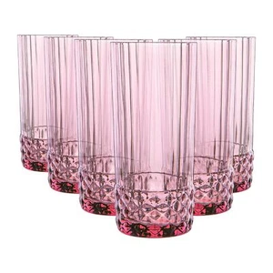 6x America '20s Highball Glasses Glass Bar Drinking Tumblers 490ml Lilac Rose - Picture 1 of 6