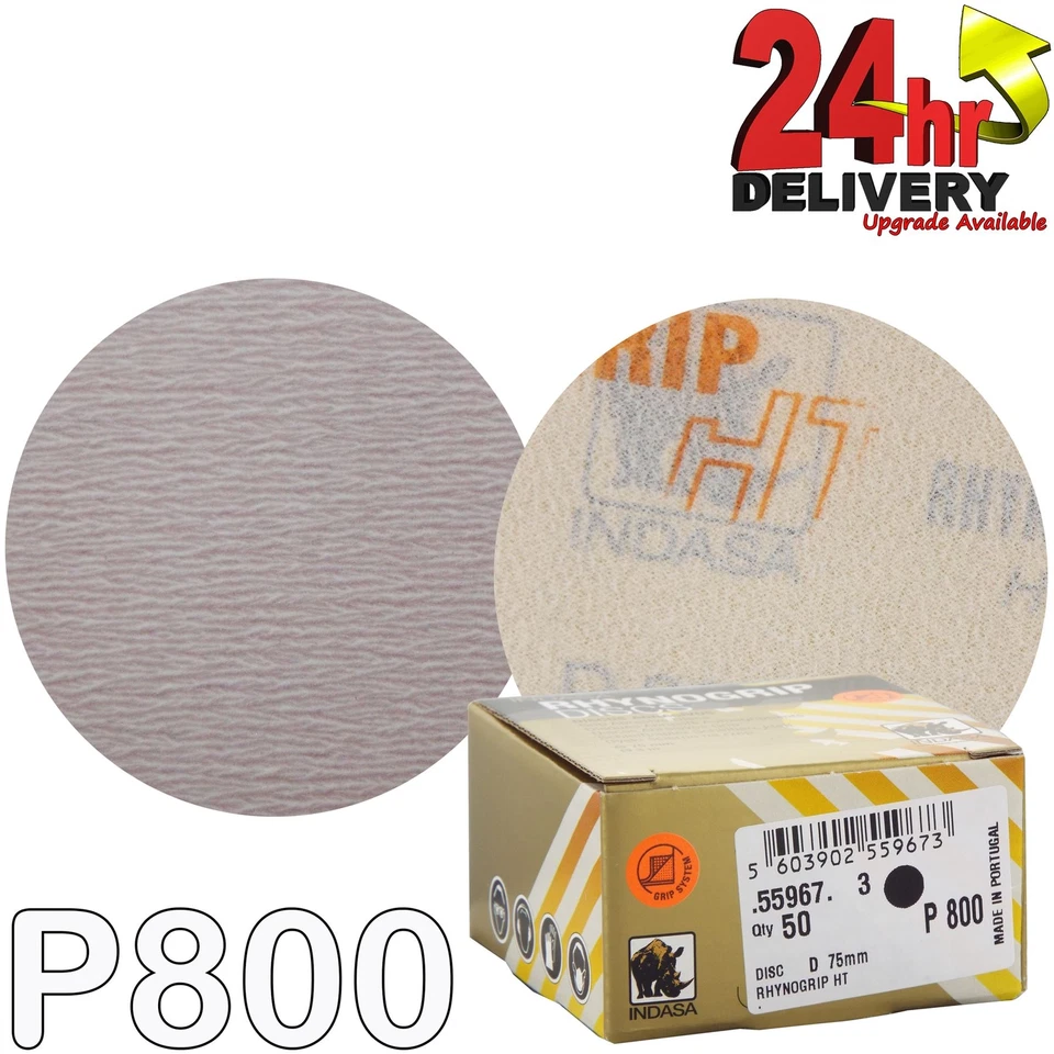 Indasa Rhynogrip HT Line 75mm 3" Sanding Discs P800 Box of 50 Grip System