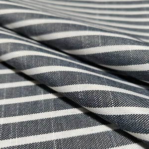Gray White Stripe Polyester Chambray Fabric Light Weight 58" By The Yard - Picture 1 of 7